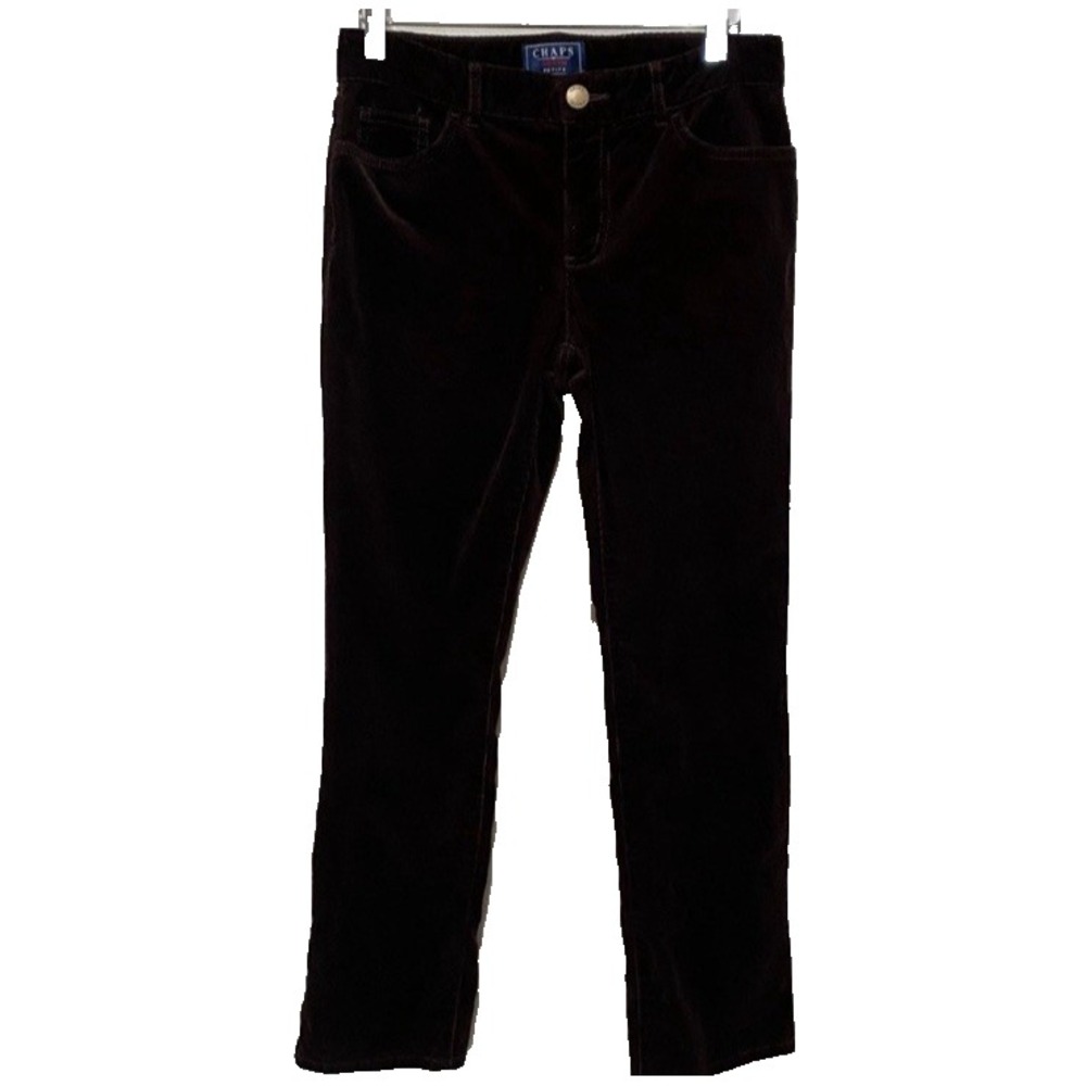 Chaps Denim Petites Women's‎ Brown Velvet Straight Leg Mid-Rise Pants Size 4P